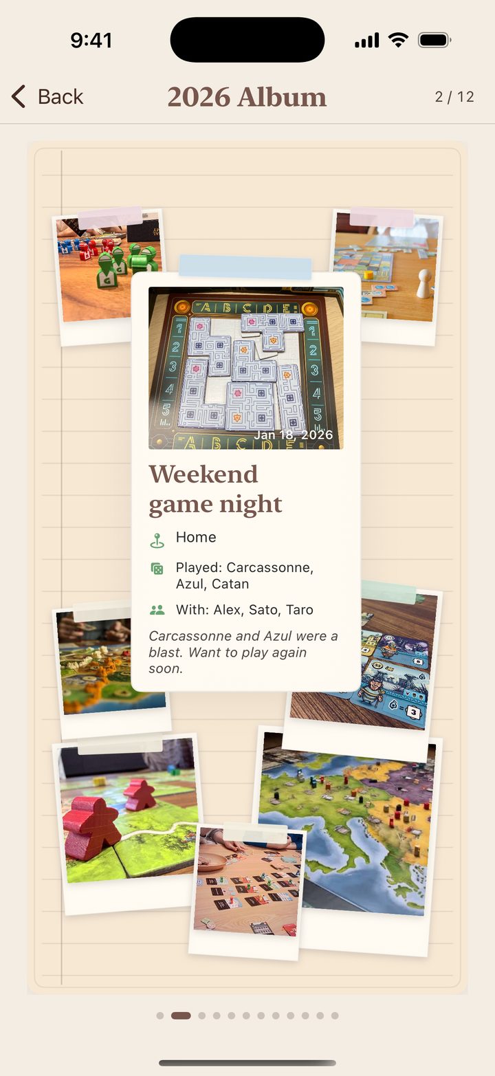 Yearly BoardLog album of board game nights
